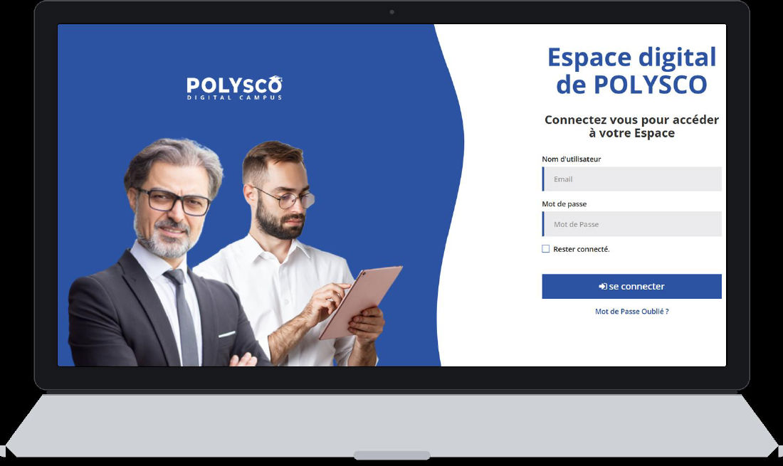 Écran de connexion à l'espace digital d'administration POLYSCO